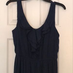 Navy ruffle front dress